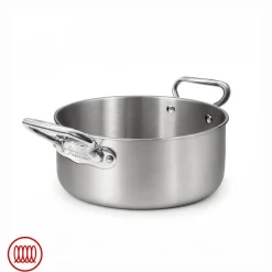 Agnelli Alu-Inox 3-ply Casseruola Bassa Induzione Con Due Maniglie In AluInox