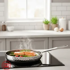Agnelli Alu-Inox 3-ply Padella Bassa Induzione Con Manico Tubolare In AluInox