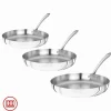 Agnelli Alu-Inox 3-Ply Set Padelle Basse Induzione Con Manico 1907 Inox In Aluinox Cromate Set 3 Pz