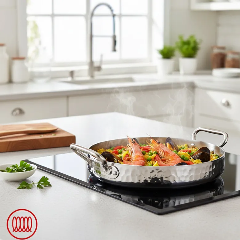 Agnelli Alu-Inox 3-ply Tegame Basso Induzione Con Due Maniglie In AluInox Satinato