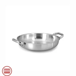 Agnelli Alu-Inox 3-ply Tegame Basso Induzione Con Due Maniglie In AluInox Satinato