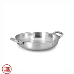 Agnelli Alu-Inox 3-ply Tegame Basso Induzione Con Due Maniglie In AluInox Satinato