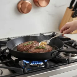 Agnelli Ferro Padella Alta In Ferro Nitrurato Con Manico In Acciaio Inox PVD