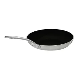 Agnelli Induction Chef 2-Ply Padella Bassa Svasata Antiaderente SharkSkin In Alluminio Con Manico Inox