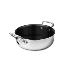 Agnelli Non-Stick Alu-Inox Tegame Basso Antiaderente In Alluminio Con Manici Inox