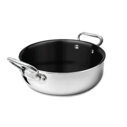 Agnelli Non-Stick Alu-Inox Tegame Basso Antiaderente In Alluminio Con Manici Inox