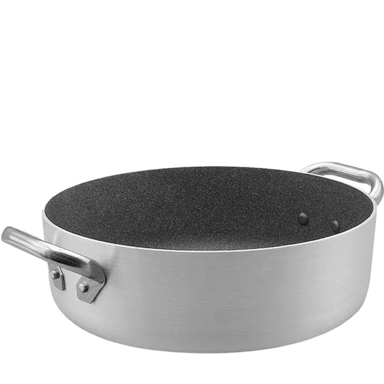 Agnelli SharkSkin Casseruola Bassa In Alluminio Antiaderente Con 2 Maniglie Acciaio Inox