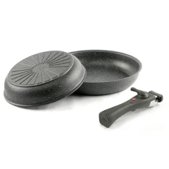 Ballarini Bolzano Set Padelle Antiaderente In Alluminio Con Manico Removibile - Set 3 Pz