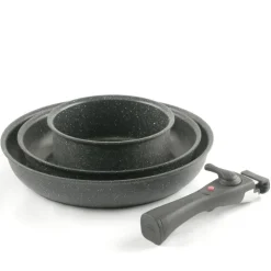 Ballarini Bolzano Set Padelle Antiaderente In Alluminio Con Manico Removibile - Set 4 Pz