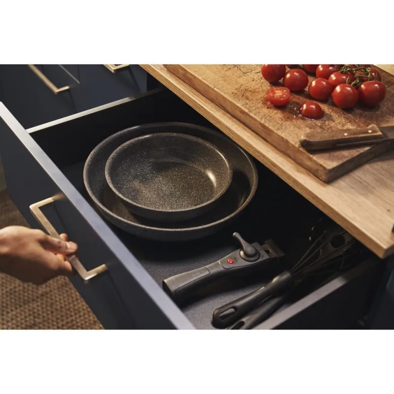 Ballarini Torre Set Padelle Alte Svasate Antiaderente Ceramico In Alluminio Con Manico Rimovibile - Set 3 Pz