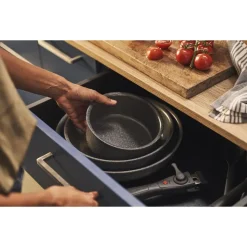 Ballarini Torre Set Padelle e Casseruole Antiaderente Ceramico In Alluminio Con Manico Rimovibile - Set 4 Pz
