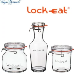 Bormioli Luigi Lock-Eat Set Vasetti Ermetici in Vetro - Set 3 Pezzi