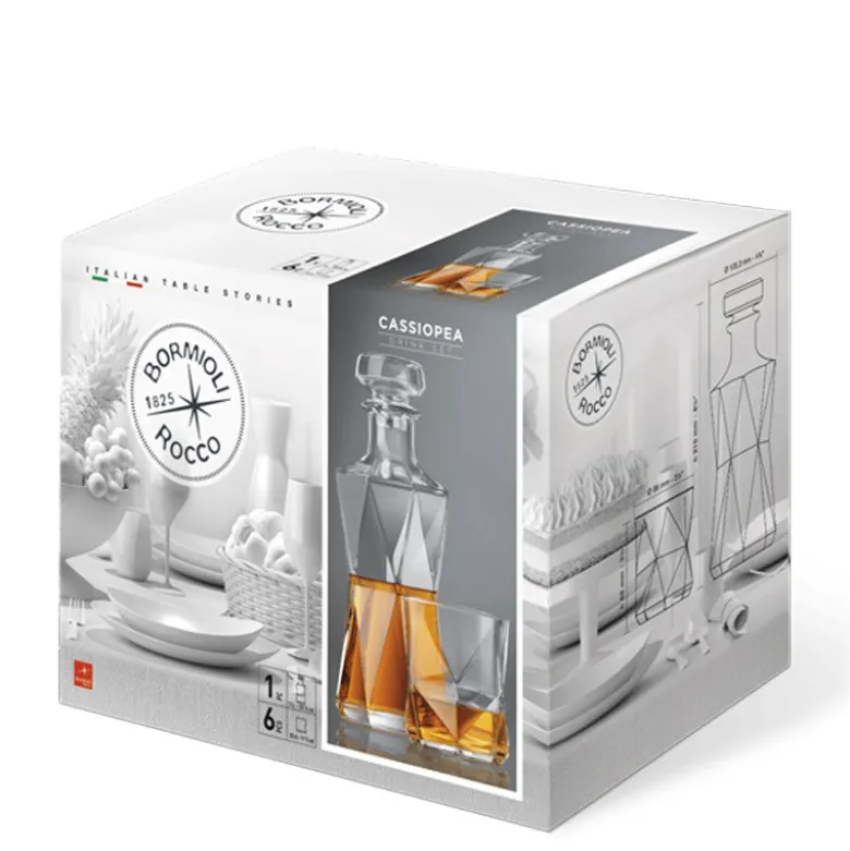 Bormioli Rocco Cassiopea Set Whisky in Vetro - Set 7 Pezzi