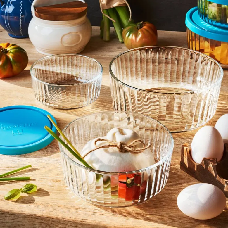 Bormioli Rocco Frigoverre Brillante Set Contenitore Per Alimenti Rotondo In Vetro - Set 3 Pz