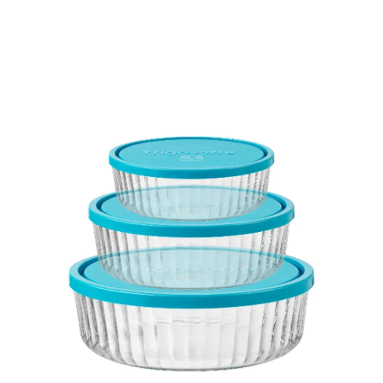 Bormioli Rocco Frigoverre Brillante Set Contenitore Per Alimenti Rotondo In Vetro - Set 3 Pz