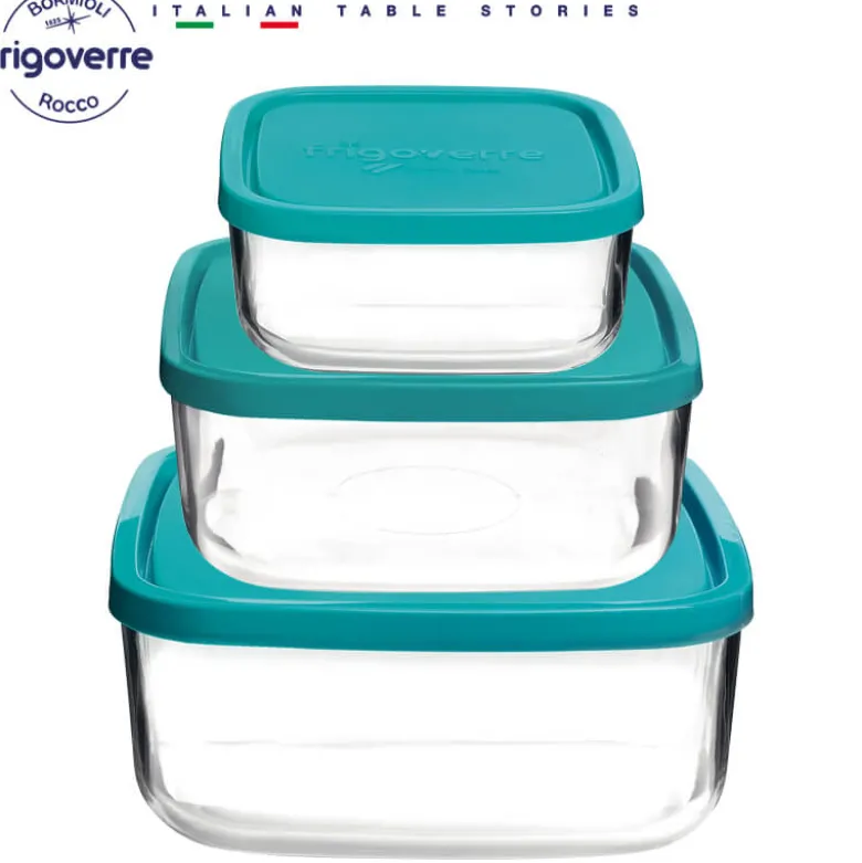 Bormioli Rocco Frigoverre Classic Contenitore Per Alimenti Quadrato - Set 3 Pz
