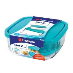 Bormioli Rocco Frigoverre Classic Contenitore Per Alimenti Grande In Vetro Temperato - Set 2 Pz
