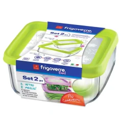 Bormioli Rocco Frigoverre Fun Contenitore Per Alimenti Rettangolare In Vetro - Set 2 Pz