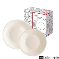 Bormioli Rocco White Moon Servizio Piatti In Vetro Opale - Set 12 Pz