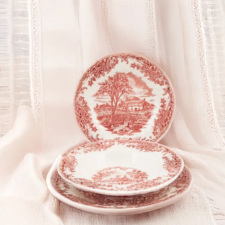 Churchill James Sadler & Sons Brookpink Servizio Piatti In Terracotta - Set 18 Pz