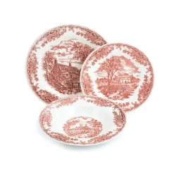 Churchill James Sadler & Sons Brookpink Servizio Piatti In Terracotta - Set 18 Pz