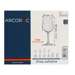30 cl - Arcoroc Juliette Calice Vino Multiuso in Vetro - Set 6 Pezzi
