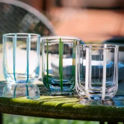 36 cl - Artisan Bicchiere Acqua Striato In Vetro Set 6 Pz