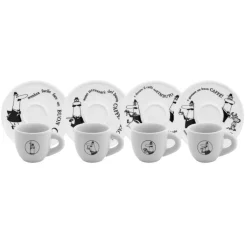 8 cl - Bialetti Carosello Tazzina Espresso Con Piattino In Porcellana Set 4 Pz