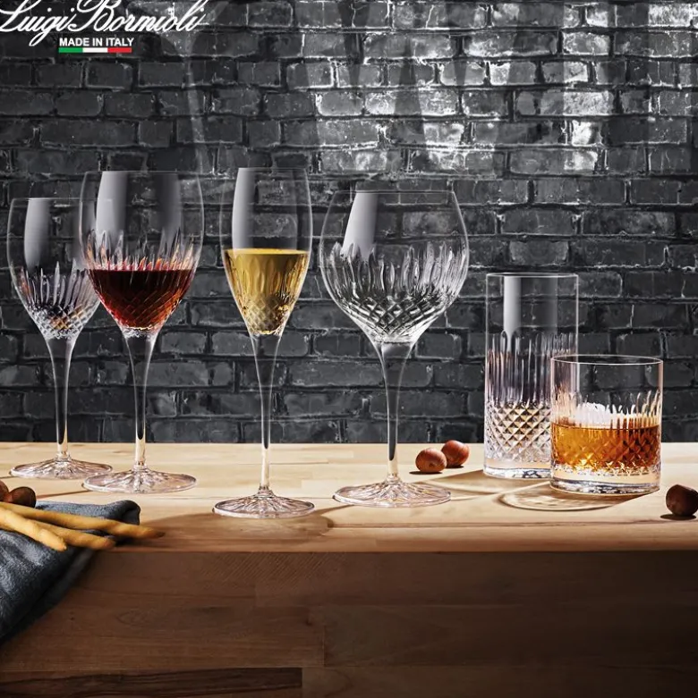 38 cl - Bormioli Luigi Diamante Calice Vino Bianco Riesling in Vetro - Set 4 Pezzi