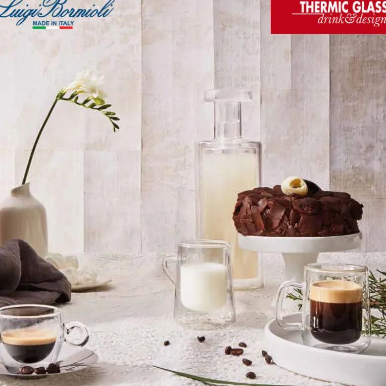 14.5 cl - Bormioli Luigi Thermic Glass Lattiera in Vetro Borosilicato - Set 2 Pezzi