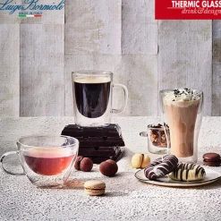 34 cl - Bormioli Luigi Thermic Glass Duos Bicchiere Cappuccino in Vetro Borosilicato - Set 2 Pezzi