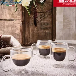 8.5 cl - Bormioli Luigi Thermic Glass Tazzina Caffé India in Vetro Borosilicato - Set 2 Pezzi