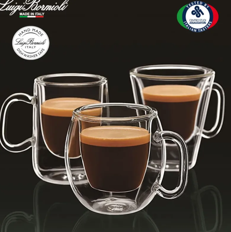 8.5 cl - Bormioli Luigi Thermic Glass Tazzina Caffé Etiopia in Vetro Borosilicato - Set 2 Pezzi