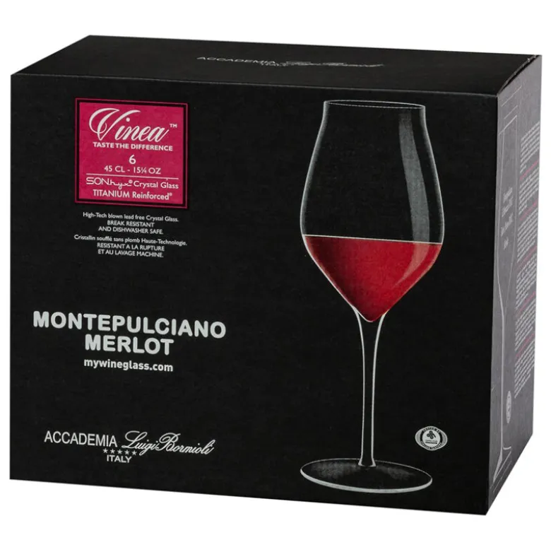 45 cl - Bormioli Luigi Vinea Calice Vino Rosso in Vetro - Set 6 Pezzi