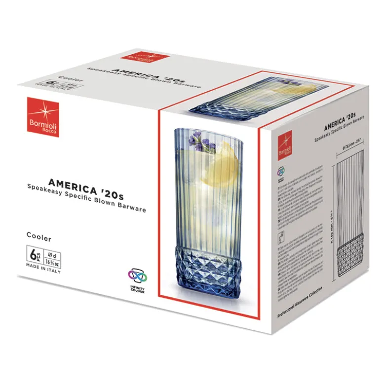49 cl - Bormioli Rocco America 20s Bicchiere Bibita in Vetro - Set 6 Pezzi