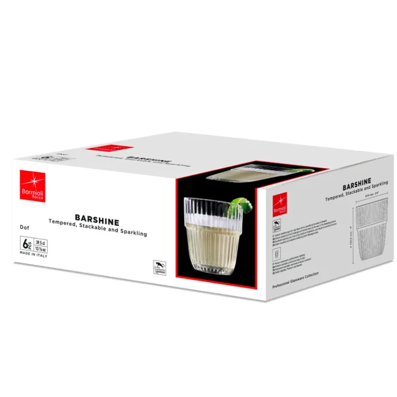 39.5 cl - Bormioli Rocco Barshine Bicchiere Whisky in Vetro Temperato - Set 6 Pezzi