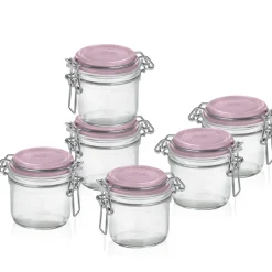 20 cl - Bormioli Rocco Fido Aromateca Vasetto Ermetico Cilindrico In Vetro Tappo Rosa - Set 6 Pz