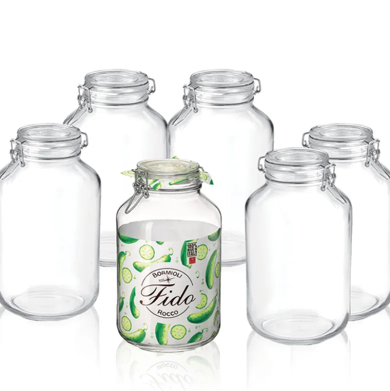 400 cl - Bormioli Rocco Fido Vasetto Ermetico Cilindrico In Vetro - Set 6 Pz
