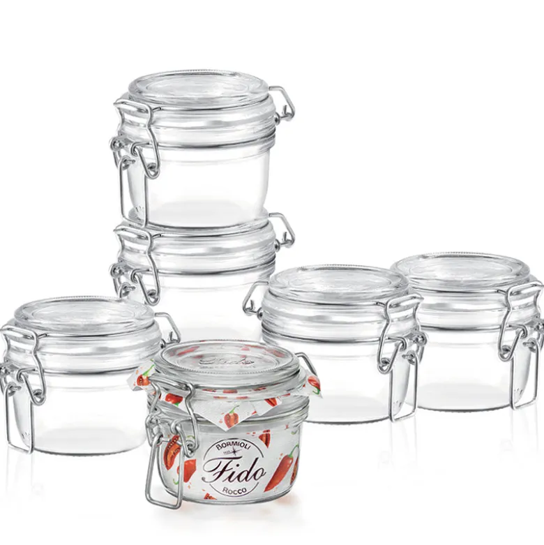 12.5 cl - Bormioli Rocco Fido Vasetto Ermetico Cilindrico In Vetro - Set 6 Pz