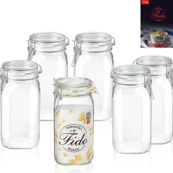 150 cl - Bormioli Rocco Fido Vasetto Ermetico Cilindrico In Vetro Con Ricettario Fido - Set 6 Pz