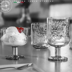 39.5 cl - Bormioli Rocco Graphica Bicchiere Acqua In Vetro Decorato - Set 6 Pz