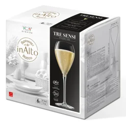 21.5 cl - Bormioli Rocco InAlto Tre Sensi Calice Flute in Vetro - Set 6 Pezzi