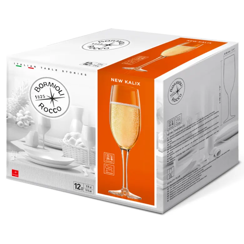 38 cl - Bormioli Rocco New Kalix Calice Flute in Vetro Temperato - Set 12 Pezzi