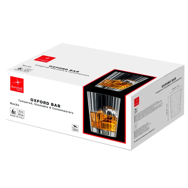 31.2 cl - Bormioli Rocco Oxford Bicchiere Whisky in Vetro Temperato - Set 6 Pezzi