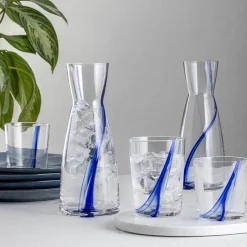 50 cl - Bormioli Rocco Stria Blu Bicchiere Cocktail Long Drink In Vetro - Set 12 Pz
