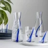 107.5 cl - Bormioli Rocco Stria Blu Caraffa Acqua In Vetro - Set 6 Pz