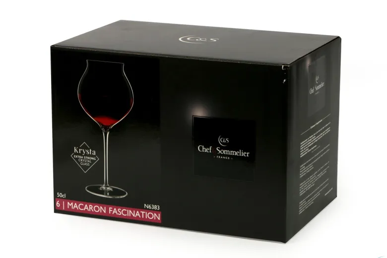 50 cl - Chef & Sommelier Macaron Calice Vino Rosso Fascination in Vetro - Set 6 Pezzi