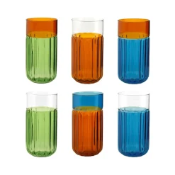 42 cl - H&H Factory Bicchiere Bibita In Vetro Borosilicato - Set 6 Pz