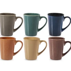 30 cl - H&H Tierra Tazza Mug Colori Assortiti In Stoneware Set 6 Pz