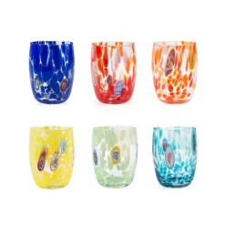38 cl - H&H Veneziano Bombato Bicchiere Acqua In Vetro - Set 6 Pz